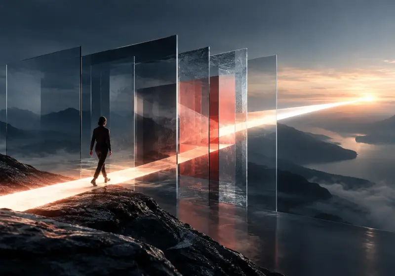 A focused light path through a layered structure